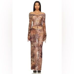 Jaded London Dahna Macrame Mesh Maxi Dress Size Large